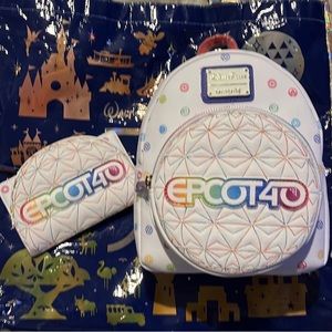 Disney Parks EPCOT 40th Loungefly Spaceship Earth Backpack & Wallet